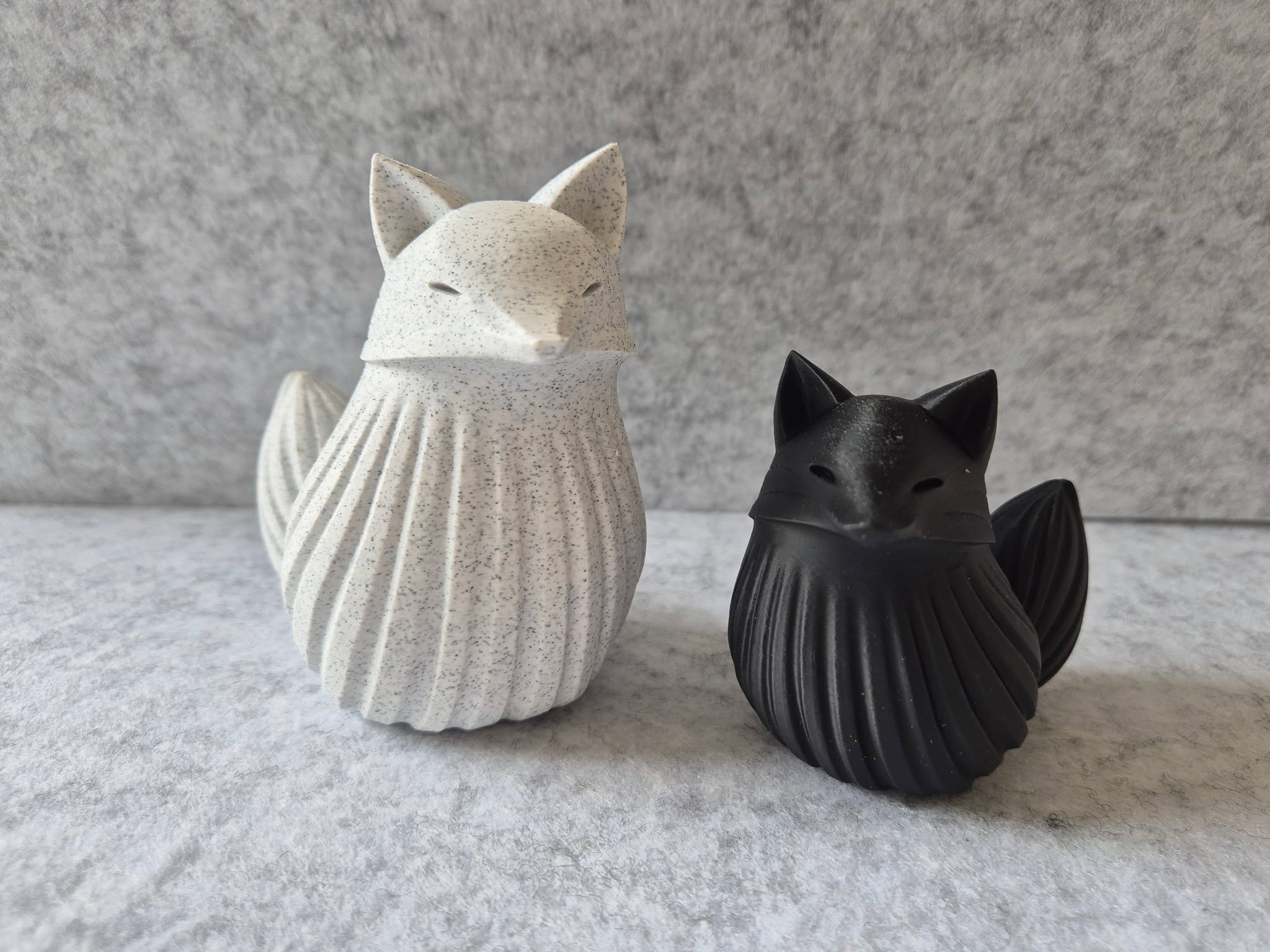 3D-printed fox figurines